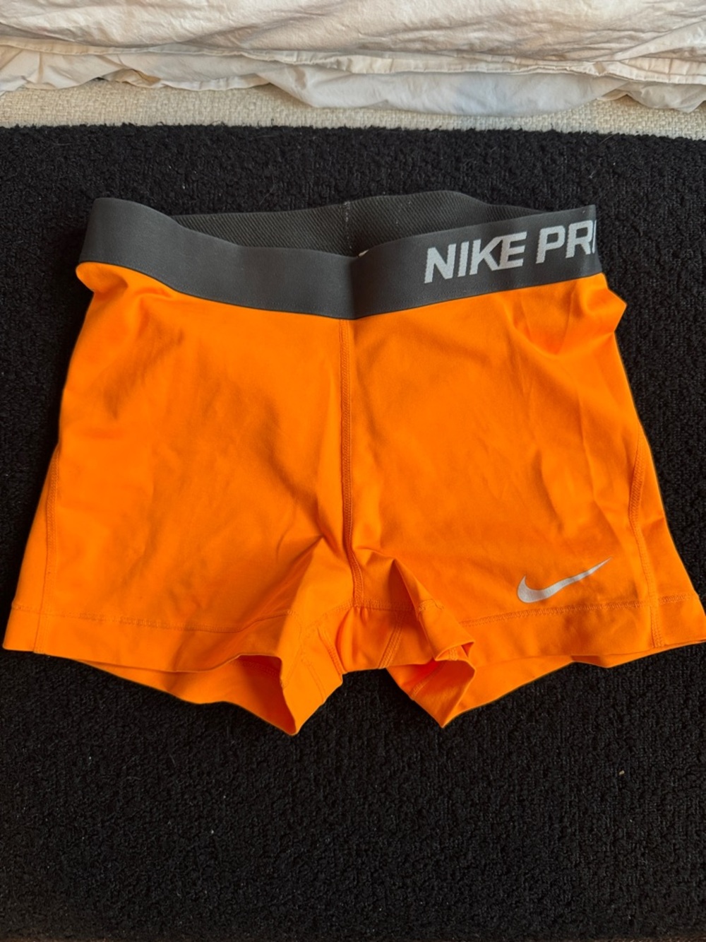 Nike Orange Compression Training Shorts with Gray Waistband